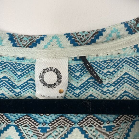 Anthropologie Akemi + Kin Ocotillo Women’s Blue Boho Embroidered Blouse Size med - Picture 3 of 8